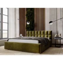 Lit rembourré avec rangement 180x200 velours vert Hugo