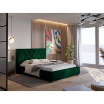 Lit rembourré avec rangement 180x200 velours vert Taranto
