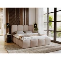 Graingold - Lit rembourré avec rangement 200x200 bouclé marron Galli