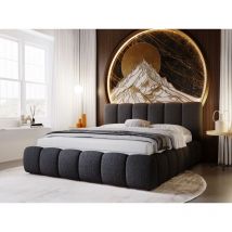 Lit rembourré avec rangement 200x200 bouclé noir Cloud