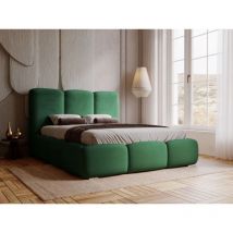 Lit rembourré avec rangement 160x200 velours vert Bubble