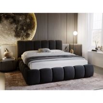 Graingold - Lit rembourré avec rangement 120x200 velours noir Cloud