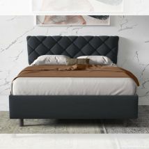 Lit rembourré avec rangement Bosa, couleur anthracite, 160x200 cm