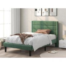 Modernluxe - Lit rembourré en velours - style contemporain - 90x200 cm - Vert