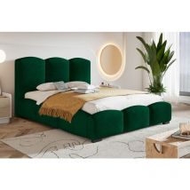 Emporius - Lit rembourré 180x200 cm Roma - Lit Double avec Tissu Velours, Tiroir de Lit & Sommier - Lit de Chambre (Vert - Kronos 19)