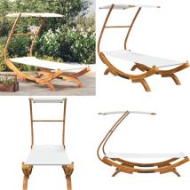 Lit repos avec auvent 100x190x134 cm Bois courbé massif Crème - lit de repos d'extérieur - lits de repos d'extérieur - Home & Living - Crème