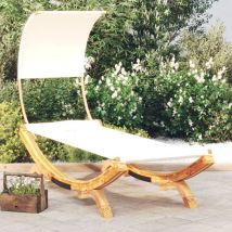 Rtgpt - Lit repos avec auvent 100x200x126 cm Bois courbé massif Crème - The Living Store - Crème