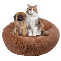 Lit rond moelleux, marron - 60x60