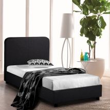 Llb Living Life Bed - Lit 1 place 80x190 en tissu avec sommier Zurich Twin - Noir