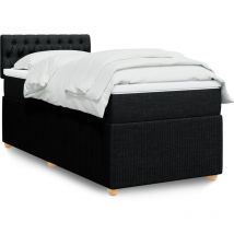Lit simple - 100x200 cm, Sommier à lattes de lit avec matelas Noir Tissu WFE339718 Maison Chic