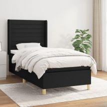 Lit simple - 90x200 cm, Sommier à lattes de lit avec matelas Noir Tissu WFE309651 Maison Chic