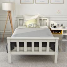 Tanant - Lit simple 90 x 200 cm - cadre de lit en pin massif, tête de lit, sommier à lattes, pin massif, lit enfant, lit garçon, lit fille, lit ado