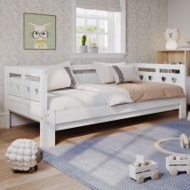 Hauss Spole - Lit simple 90x190 cm avec 1 lit gigogne en pin et mdf, charge de 240 kg, blanc