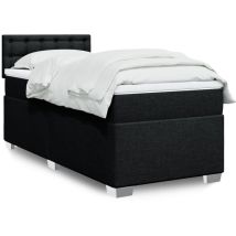 Lit simple - 90x190 cm, Sommier à lattes de lit avec matelas Noir Tissu WFE525196 Maison Chic
