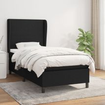 Lit simple - 90x190 cm, Sommier à lattes de lit avec matelas Noir Tissu WFE424581 Maison Chic