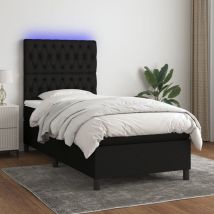 Lit simple - 90x200 cm, Sommier à lattes de lit avec matelas et led Noir Tissu WFE829767 Maison Chic