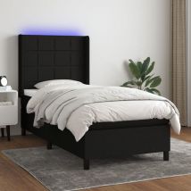 Lit simple - 90x200 cm, Sommier à lattes de lit matelas et LED Noir Tissu WFE807512 Maison Chic