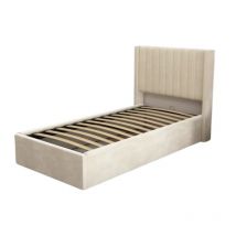 Homy France - lit simple coffre camille velours beige 90X190CM