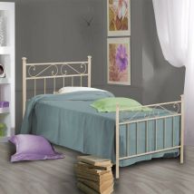 Argonauta - Lit simple en fer avec pied de lit ivoire tevere 92x208x h117 cm