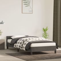 Lit simple pour adulte avec tête de lit - Cadre de lit Gris foncé 90x190 cm Velours BV361597 - BonneVie