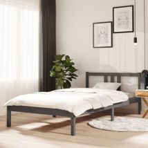 Bonnevie - Lit simple pour adulte Cadre de lit - Gris Bois massif 100x200 cm BV687318
