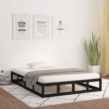 Bonnevie - Lit simple pour adulte Cadre de lit - Noir 120x190 cm Petit double Bois massif BV560068