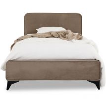 Idimex - Lit simple ravello 90 x 190 cm, revêtement en tissu - Grège