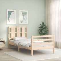 Design In - Lit simple,Lit adulte,Cadre de lit avec tête de lit 90x200 cm bois massif235740 CFW159331