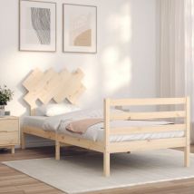 Design In - Lit simple,Lit adulte,Cadre de lit avec tête de lit 90x200 cm bois massif285559 CFW548103