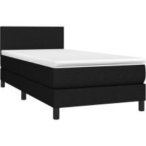 Lit adulte,Lit à sommier tapissier avec matelas Noir 90x190 cm Tissu Vidaxl