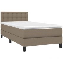 Lit adulte,Lit à sommier tapissier avec matelas Taupe 90x190 cm Tissu Vidaxl