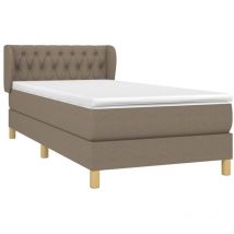 Vidaxl - Lit adulte,Lit à sommier tapissier avec matelas Taupe 90x190 cm Tissu