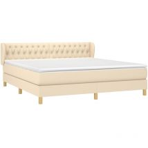 Sommier à lattes de lit avec matelas Crème 180x200 cm Tissu