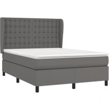 Sommier à lattes de lit avec matelas Gris 140x190 cm Similicuir Vidaxl