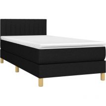 Sommier à lattes de lit avec matelas Noir 90x200 cm Tissu