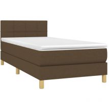 Lit adulte,Lit à sommier tapissier avec matelas Marron foncé 90x190 cm vidaXL