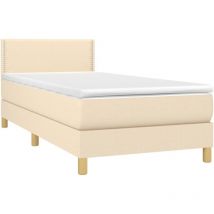 Sommier à lattes de lit avec matelas Crème 90x200 cm Tissu