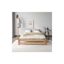 Lit superposé avec échelle, lit enfant, avec protection antichute et barrière, blanc (200x90cm)