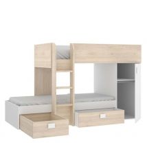 Lit superposé train modulaire duo - Naturel / Blanc
