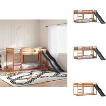 Lit superposé avec toboggan et échelle sans matelas 75x190 cm - Lit Superpose - Lit Mezzanine - Lit Enfant - Toboggan - Échelle