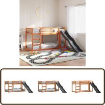 Lit superposé avec toboggan et échelle sans matelas 80x200 cm - Lit Superposé - Lit Mezzanine - Lit Enfant - Lit Double - Toboggan