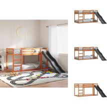 Lit superposé avec toboggan et échelle sans matelas 80x200 cm - Lit Superposé - Lit Mezzanine - Lit Enfant - Lit Double - Toboggan