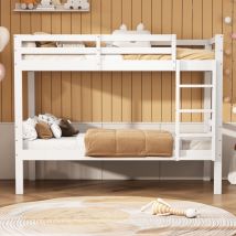 Fortuna Lai - Lit superposé pour enfant, lit divisé en 2 lits simples, lit jeune, lit simple, blanc, 90x200cm