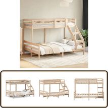 Lit superposé sans matelas 80x200/140x200 cm bois massif - Lit Superposé - Lit Double - Lit Enfant - Meuble Chambre - Mobilier Enfant