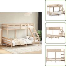 Lit superposé sans matelas 80x200/140x200 cm bois massif - Lit Superposé - Lit Double - Lit Enfant - Meuble Chambre - Mobilier Enfant
