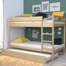 Le Quai Des Affaires - lit superpose wally 90x190 + 2 sommiers + 1 lit tiroir/ naturel/