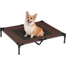 Lit sur pieds pour chien chat lit de camp animal lit surélevé Oxford textilène micro-perforé dim. 92L x 76l x 18H cm marron