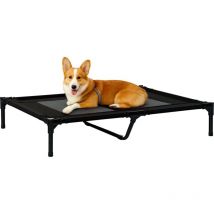 Lit sur pieds pour chien chat lit de camp animal lit surélevé Oxford textilène micro-perforé dim. 92L x 76l x 18H cm noir