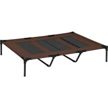 Lit sur pieds xxl pour chien chat lit de camp animal lit surélevé Oxford textilène micro-perforé dim. 122L x 92l x 23H cm marron clair