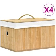 Ensemble de boîtes de stockage 4 pc en différentes couleurs Couleur : Bambou